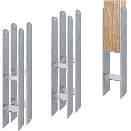 Aufun 4 Stück H-Pfostenträger in Ausführung 91mm H-anker H-Form Stahlträger- 600 mm Länge, Materialstärke 5mm (4 Stück 91mm)