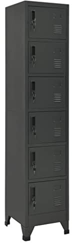 vidaXL Armoire à Casiers Classeur Meuble de Rangement d'Equipements de Sport Produits de Nettoyage Intérieur Bureau Anthracite 38x40x180 cm Acier