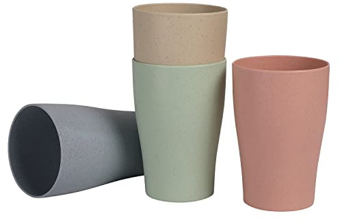 WANBY Kunststoff Trinkbecher 375ml 4Stück Farben Wasserbecher Tumbler | Leichte Unzerbrechlich Große Geschirrspüler Sichere Gläser Satz Trinkgläser für Wasser Saft Cocktail Tragbar Camping