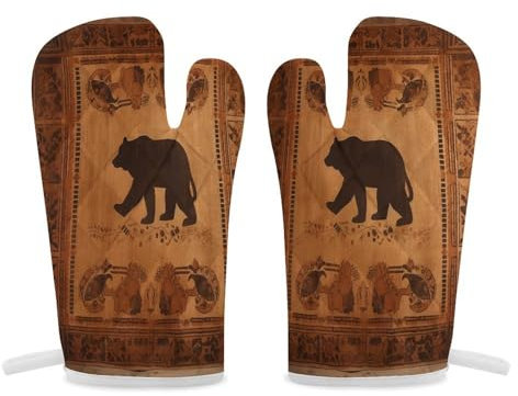 Thermal Gloves, Bear Print Heat Resistant Gloves Oven Mitts Kitchen Gloves Cooking Gloves Microwave Gloves
