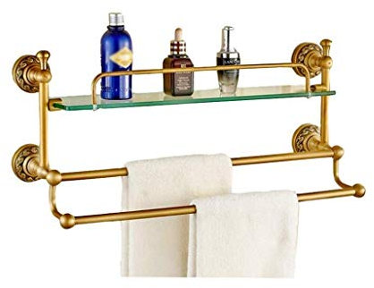 MFQLL Einschichtiges Kupferglasregal, Glasregal, Badezimmerregal für Badezimmer, Balkon, Küche, Spiegelfrontrahmen, 4 Größen optional (Größe: 60 cm)