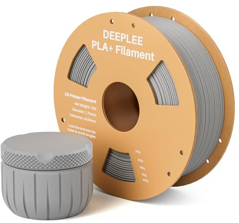 DEEPLEE PLA+ Filament 1.75mm, PLA Plus 3D Drucker Filament, Maßgenauigkeit +/- 0,02 mm, Filament 3D-Druckmaterialien, Grau 1kg (2,2lbs)