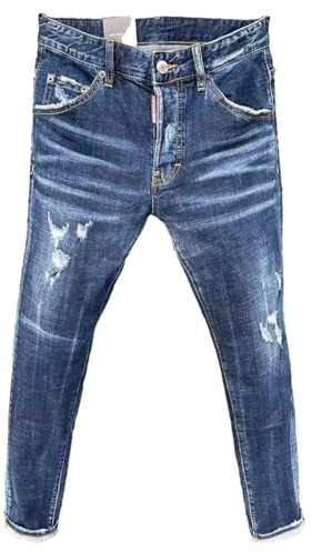 ZMIN slitna jeans för män smal passform små fötter blå byxor manliga stretchjeans, D066, 36