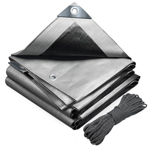 VOUNOT® 3x4m Tarpaulin Heavy Duty 180 g/m² Waterproof TarpLarge Ground Camping Sheet with Eyelets, Fixing Ropes for Outdoor Furniture Caravan Car Cover, Grey