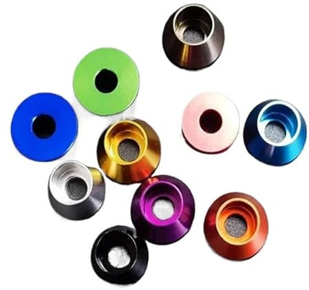 Generisch 5-10 teile/los aluminium kegel kappe scheibe m2 m 2,5 M3 M4 M5 M6 m8 Aluminium Legierung hex kappe Kopf Dichtung scheibe for RC teile(M8*5pcs,Green)