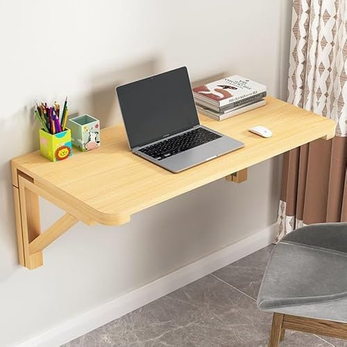 HDIJDY Moderner Wandklapptisch mit Regal, Klapptisch, Esstisch, Computertisch, 120 x 60 cm, Home-Office-Schreibtisch