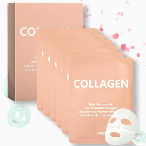 IZBEAUVO Bio Collagen Overnight Mask, Bio Deep Collagen Mask, Bio Overnight Collagen Mask, Co-llagen Face Mask For Hydrate, Brighten, Shrink Pores, Soothe, Repair, Korean Face Mask (6/7PCS) (pink)