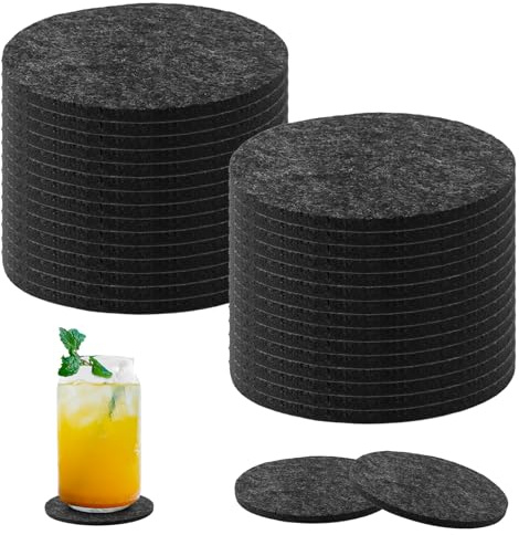 Set di 30 sottobicchieri in feltro, rotondi, sottobicchieri in feltro, lavabili, antiscivolo, resistenti al calore, per tazze da tavolo, bar, bevande