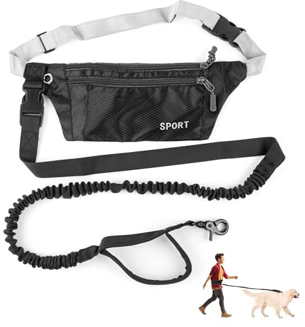 Correa Perro Correr, Correa Perro Manos Libres con Manija única y Riñonera Extraíble, Diseño Antitirones para Trotar, Caminar, Entrenar y Correr con tu Mascota