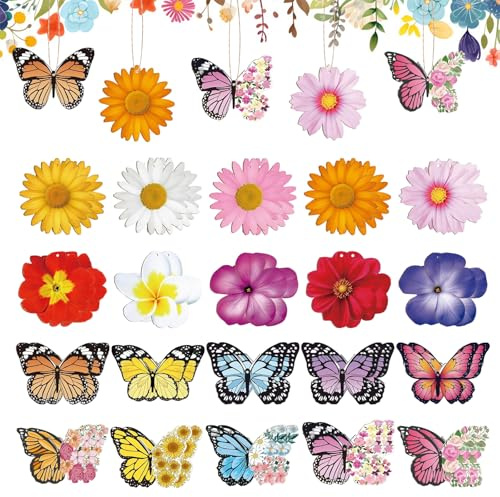 SPERMUOY Frühlingsdeko Aufhängen,40 Stück Frühling Aufhängen Hängedeko Schmetterlinge Deko für Hochzeit, Zuhause, Blumentopf, Weihnachten, Party, Frühling