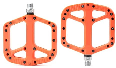 Fahrradpedale rutschfest Fahrrad-Nylon-Pedale DU + Dichtungslager MTB Rennrad Flache Plattform Große Lauffläche Pedal rutschfeste Fahrradteile(NL75-Orange)