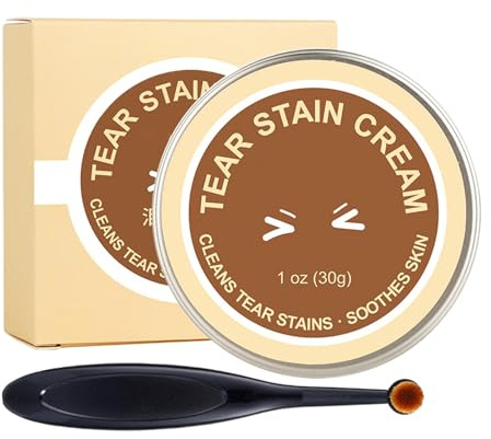 Détachant Pour Larmes De Chien – 30 G De Baume Nettoyant Pour Les Yeux D'animaux Avec Brosse | Crème Nettoyante Naturelle Pour Chats, Chiots, Chatons | Soin Doux De La Vue Pour Les Petites, Moyennes E