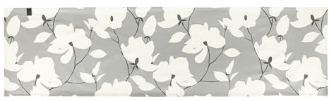 SCHÖNER WOHNEN Hochwertiger Tischläufer Frühling Blumen Muster 40x150cm Grau - 100% Baumwolle für Esstisch & Küchentisch ÖkoTex - Tischdeko Ostern - Tulpen Dekoration für Party & Geburtstag