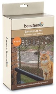 Beeztees Transparentes Katzennetz für den Balkon - 6 x 3 m