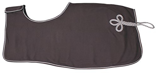 QHP Nierendecke Fleece-Ausreitdecke Ornament Fleecedecke Sattelausschnitt hinten mit Ornament in Silber (grau, M)
