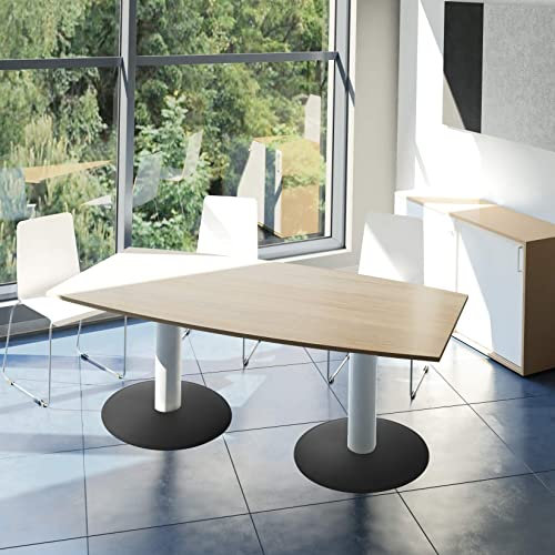 Optima Konferenztisch Bootsform 180x100 cm Besprechungstisch Weiß Tisch Esstisch Küchentisch