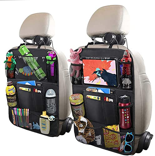 Enkarl Car Organiser Car Seat Organiser, 9 Pockets Car Organiser Back Seat,Kids Toy Storage, Water Proof Back Seat Protector for Kids (2 Pack)