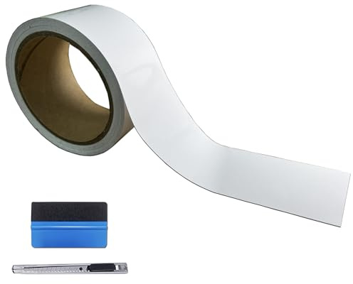 NewL Autofolie Glänzend - 5cm x 900cm Selbstklebend Folie für Auto, Motorrad, Fenster, Kfz Chromleisten, Zierleisten (Weißer Glanz)