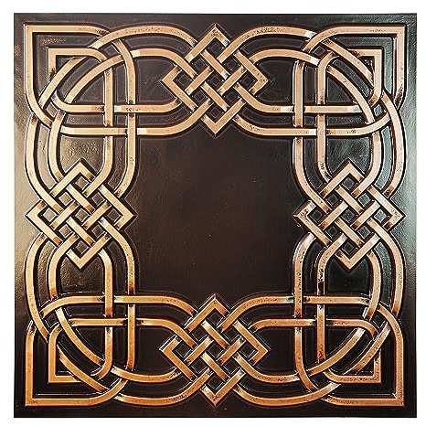Tin Ceiling Tiles Peel and Stick, Easy to Install PVC Panels, (10-Pack,40 sq.ft) Wall Decor for Bar Cafe Club PL61 10Piece (Traditonal Copper)