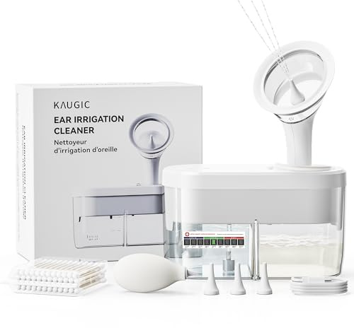 KAUGIC Electric Ear Wax Removal Kit, FSA-HSA-Eligible, Water Powered Ear Irrigation System with Sewage Collection, 4 Clean Modes, Safe & Effective, 3 Ear Tips for Adults