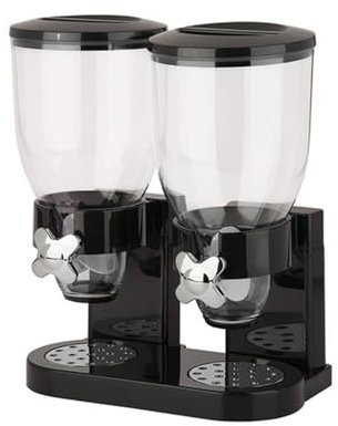 Smbcgdm Dispensador transparente del cubo del cereal de los granos de la máquina del almacenamiento de alimentos mantiene ordenadamente el negro 1Grid