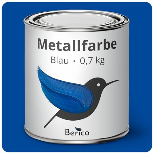 Berico Metallfarbe - Blau - 0,7 Kg - 4in1 Premium Metallschutzlack - Direkt auf Rost - Für Stahl, Zink, Aluminium, Kupfer und Eisen