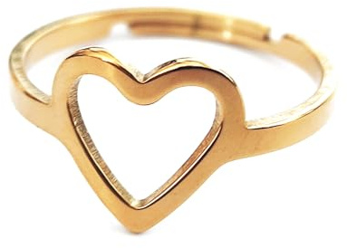 SIMBOLIKS Anillo corazón de acero inoxidable, Medida ajustable, Regalo de San Valentín o día de los enamorados, Sant Jordi o Diada de Catalunya, Amor