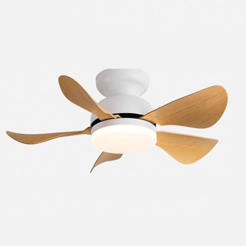 ZHFZKKL 32 Inch Modern Outdoor Ceiling Fan Light Dimmable Flush Mount Ceiling Fan Lamp 6 Speed Remote Ceiling Fans With Lights 5-blades For Bedroom Farmhouse Ceiling Fan Light