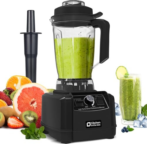 Kitchen in the box High Performance Jug Blender, 2L Large Capacity Smoothie Blenders for Kitchen, Variable Speed Control with Pulse, Smoothie Maker with 8-Leaf 3D Blades, 1500W Easy to Clean (Black)