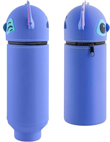 NIEEKRUN 2 in 1 Silikon Federmäppchen, Kawaii Cartoon Stand Up Federmäppchen für Schreibwaren Unisex Kapazität Mäppchen Kosmetiktasche Bleistifttasche für Schule Geschenke