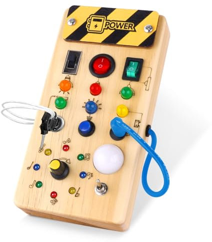 Hoarosall Montessori Busy Board Spielzeug mit LED Lichtschalter Activity Board Holzspielzeug ab 1 Jahr Motorikspielzeug Sensorik Spielzeug Lernspielzeug für Babys und Kleinkinder ab 1 2 3 Jahre