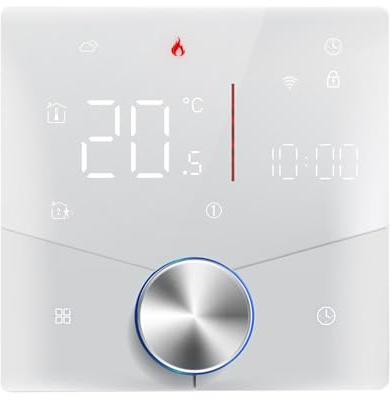 Fyearfly Termostato inteligente WiFi, control de voz, programable, ahorro de energía, pantalla multicolor, compatible con sistemas de hogar inteligente, fácil instalación