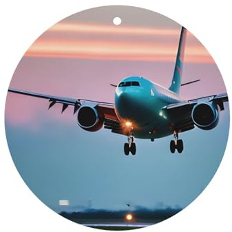 Lot de 10/24 désodorisants ronds à suspendre pour voiture - Parfum lavande - Motif avion dans les lumières du soir