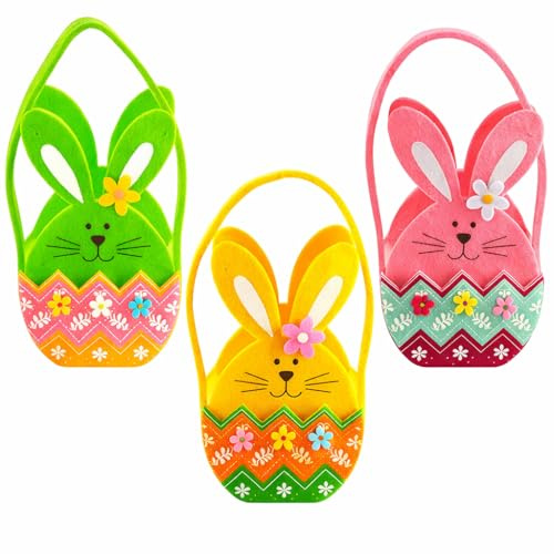 Cestas de Pascua de Fieltro, dellyy Nidos de Pascua, Bolsas para Rellenar, Cestas con Asas, Cesta de Compra Infantil, Cesta de Fieltro, Decoración de Primavera, para Amigos y Vecinos