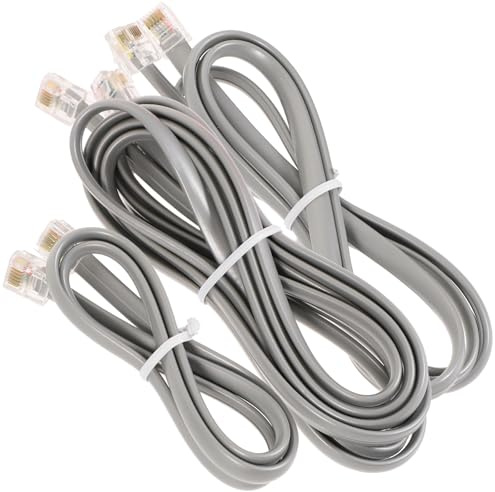 Vaguelly Cavo Telefonico Piatto 6 Poli 6 Conduttori 3 Pezzi Connettore Rj12 in Rame e Pvc Resistente All'usura per Uso Domestico e Ufficio