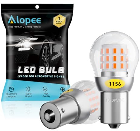 Alopee Paquete de 2 1156 BA15S 1141 1003 7506 1073 Luz LED ámbar/Amarilla 9-30V-DC, AK-3014 39 Bombillas SMD de Repuesto Para Luces de Intermitentes Bombillas Traseras