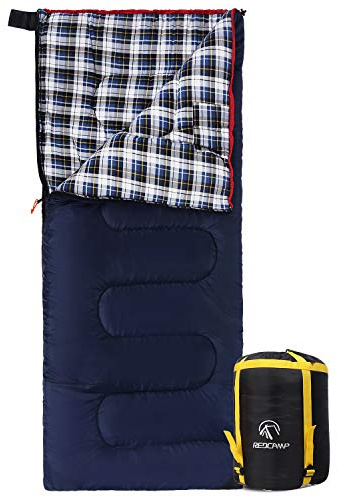 REDCAMP Sac de couchage en coton pour adulte, sac de couchage compact en flanelle pour le camping et la pêche en 3 à 4 saisons, peut être utilisé en hiver, 1,8 kg