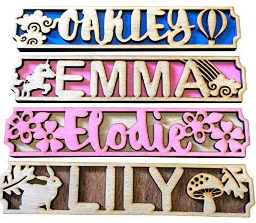 Personalised Wooden Bedroom Door Name Plaque - Choose Name, colour, font and design Children's Room Babies Nursery