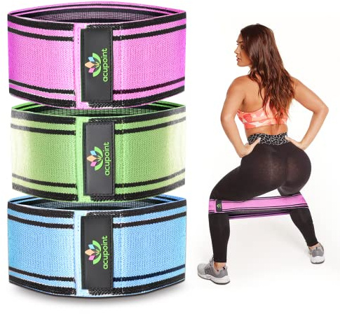 Lot de 3 Bandes élastiques de résistance en Tissu pour fessiers, Cuisses, Jambes, Hanches et Fesses - Antidérapantes