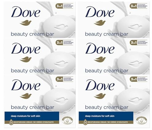 Dove Original Beauty Cream Bar 3 in 1 reinigt, spendet Feuchtigkeit und pflegt Sulfatfreies Duschgel für weiche und glatte Haut, geeignet für tägliche Anwendung, 6x90g