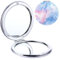 Dimeho Miroir Pliant Compact Mini Miroir cosmétique coloré avec grossissement Miroir Maquillage Voyage Rond Portable Sac à Main Double Face Miroir cosmétique Mignon à Paillettes Sac Main Femme (Bleu)