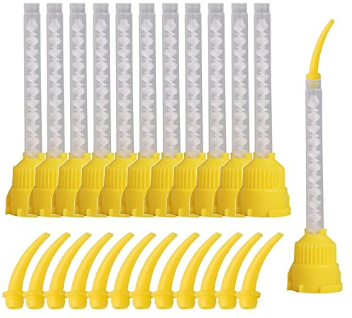 Bceer 100Unidades Puntas De Mezcla Dentales Y Puntas Intraorales Dentales para Mezcla De Impresión Dental Dental Intra Oral Consejos De Odontología Materiales Tubo De Mezcla Amarillo
