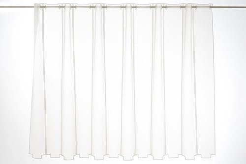 Gardinen Kranzusch Scheibengardine Schlichte Stufen 100x117 cm H/B Creme Bistrogardine Vorhang Küche 1er Pack