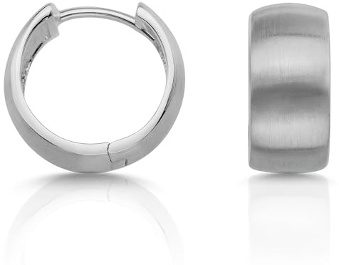 Cassini 925 Sterling Silber Creolen für Damen – Hypoallergene Mittelgroße Ohrringe, Mattierte Klappcreolen – Eleganter Ohrschmuck als Geschenk Ø 16,5 mm, 3CTC