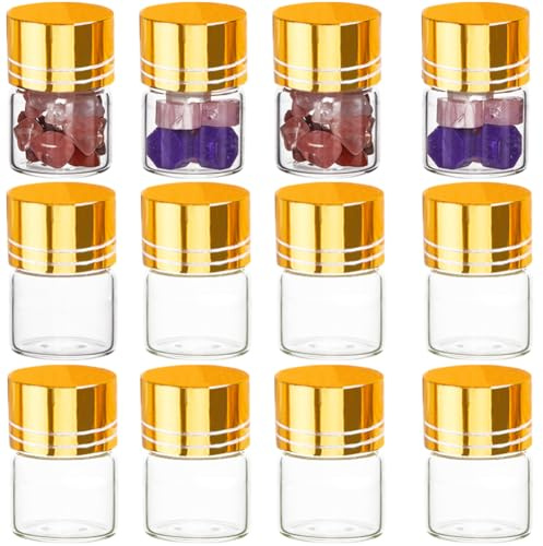 SUNNYCLUE 40 Mini Bouteilles en Verre 5ml - Flacons Transparents avec Couvercles à Vis en Aluminium - Bocaux Scellés D'Échantillon
