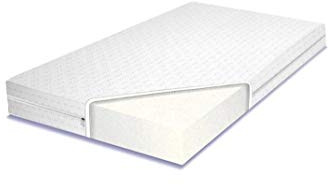 BDW Colchón de espuma – Colchón de espuma con funda – Colchón de doble cara cuerpo – propiedades antialérgicas, es de suavidad media y suficientemente flexible (140 x 70 cm)