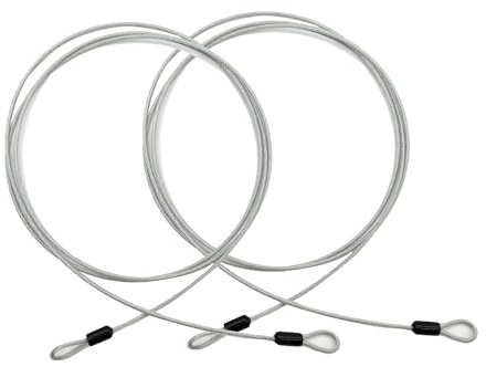 LIANCHEN 2 Stücke 3 mm Schlaufenkabel Sport Stahlseil Drahtseil für Diebstahlsicherung Sicherheitskabel Geflochtene Sicherheitsschlaufe Stahlseil mit Schlaufe, Länge: 2m (Silber 3mm)