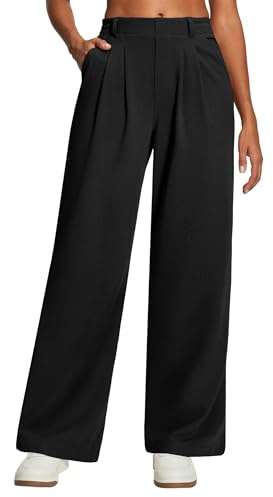 Heathyoga Wide Leg Stretchy Work Pants Women Pull on Dress Pants High Waisted Business Casual Trousers Slacks for Women Black