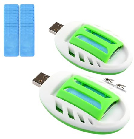 Fiotha Mückenstecker, 2 Stuck USB Elektrische Mückenschutz mit 120 Mückenschutztabletten, Elektrisches Tragbarer Mückenschutz, Mückenlampe für Fliegen, Mücken, Motten, Küche, Schlafzimmer, Wohnzimmer