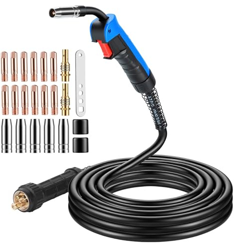 BOSYTRO Kit Cannola per Saldatura MIG/MAG MB15AK, 5m Torcia di Saldatura, con Connettore Euro, Set 22 Pezzi Deteriorabili incl. 180A per Saldatura CO₂/Argon in Officina & Industria